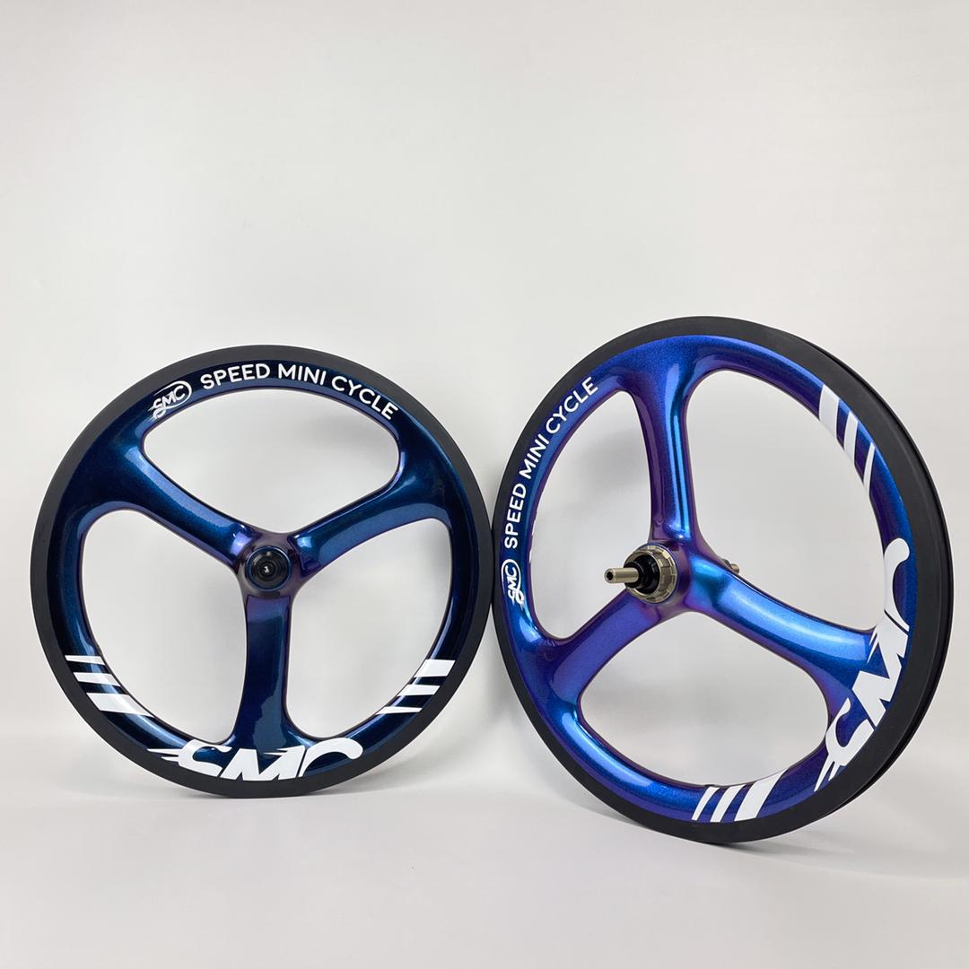 SMC Govan 16" 349 Carbon Tri-Spokes Wheelset For Brompton 2/3/4 Speed (CHAMELEON)
