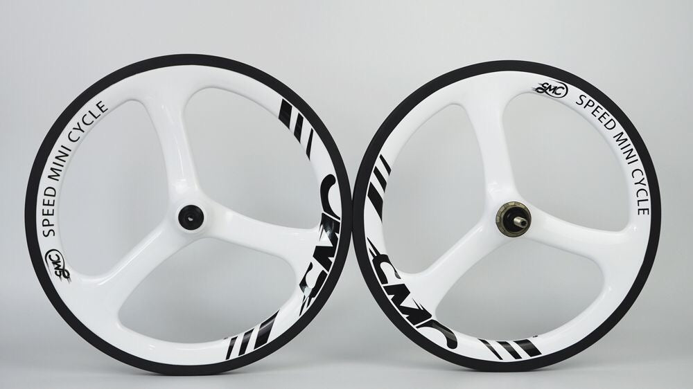 SMC Govan 16" 349 Carbon Tri-Spokes Wheelset For Brompton 2/3/4 Speed (WHITE)