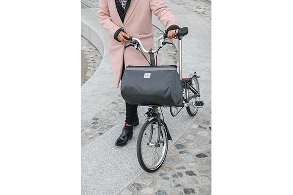 Brompton Borough Basket Bag L, Dark Grey, with frame