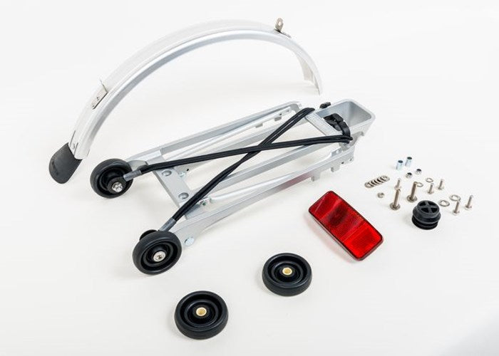 Rack set complete incl 4 rollers + mudguard - 6mm holes (Silver)