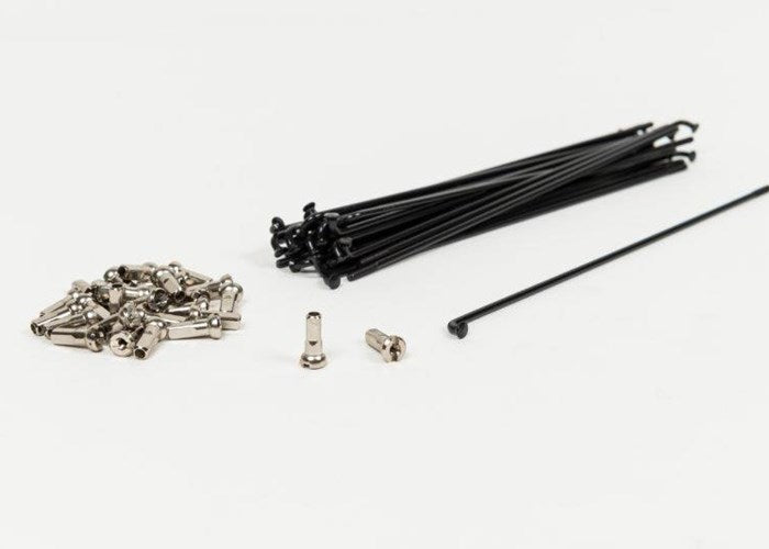 Spoke/nipple set 14g Plain Gauge - 145mm(Black)