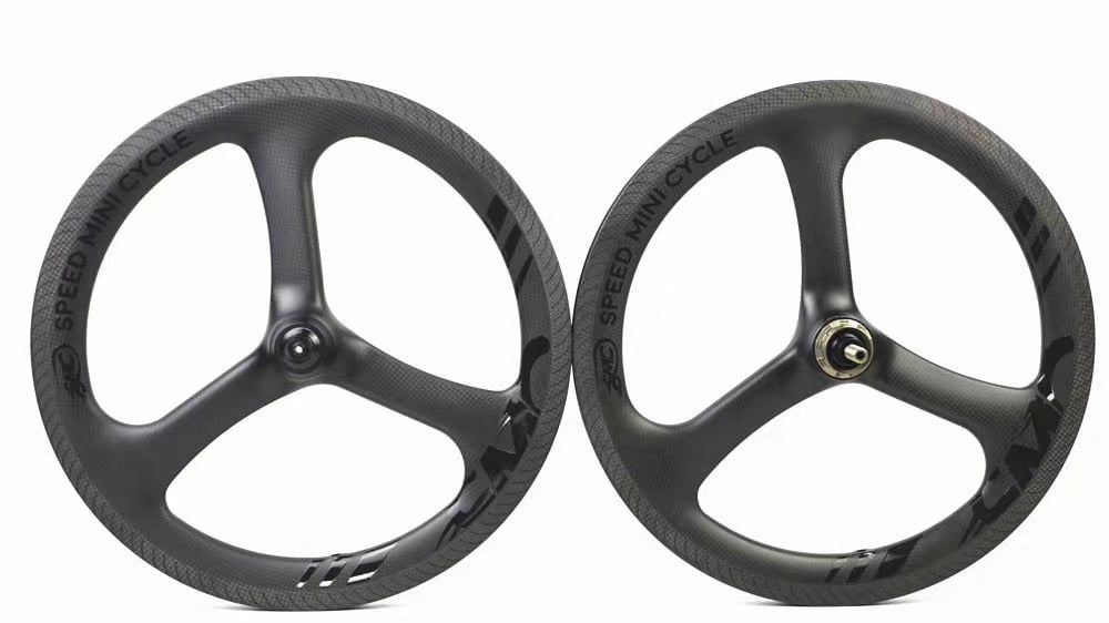SMC Govan 16" 349 Carbon Tri-Spokes Wheelset for Brompton 2/3/4 Speed (BLACK)