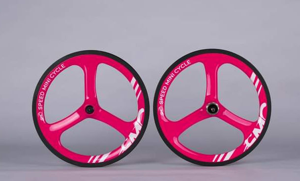 SMC Govan 16" 349 Carbon Tri-Spokes Wheelset For Brompton 2/3/4 Speed (PINK)