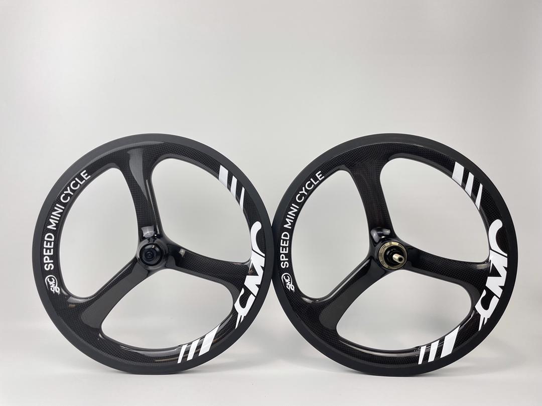 SMC Govan 16" 349 Carbon Tri-Spokes Wheelset for Brompton 2/3/4 Speed (BLACK)