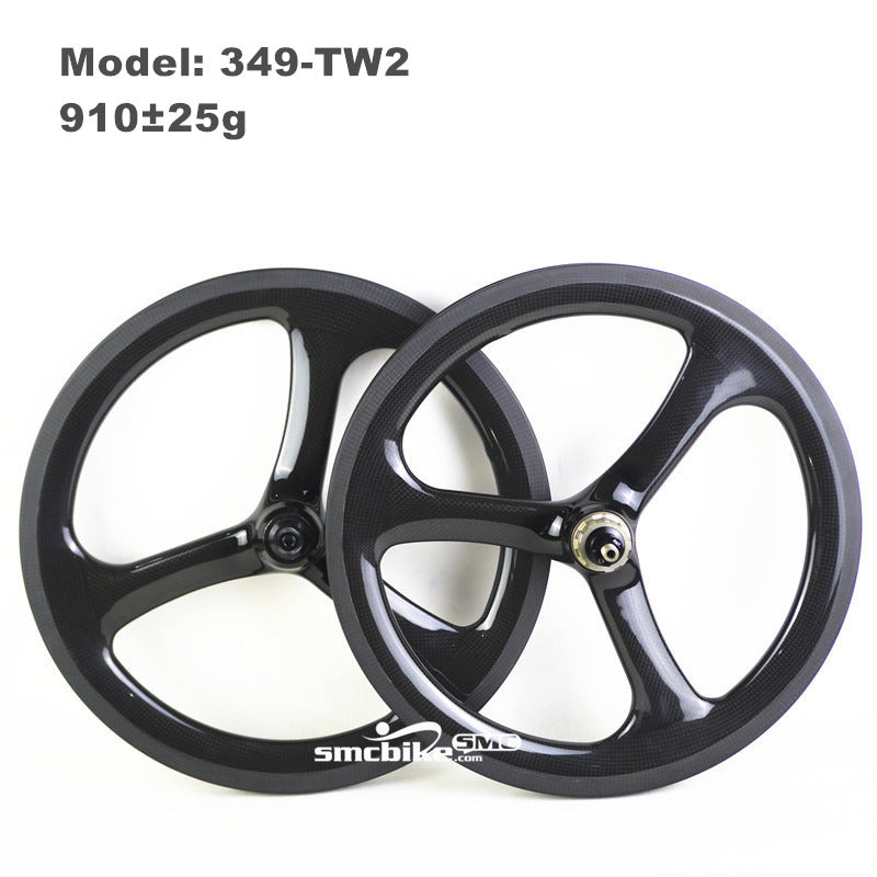 SMC Govan 16" 349 Carbon Tri-Spokes Wheelset for Brompton 2/3/4 Speed (BLACK)