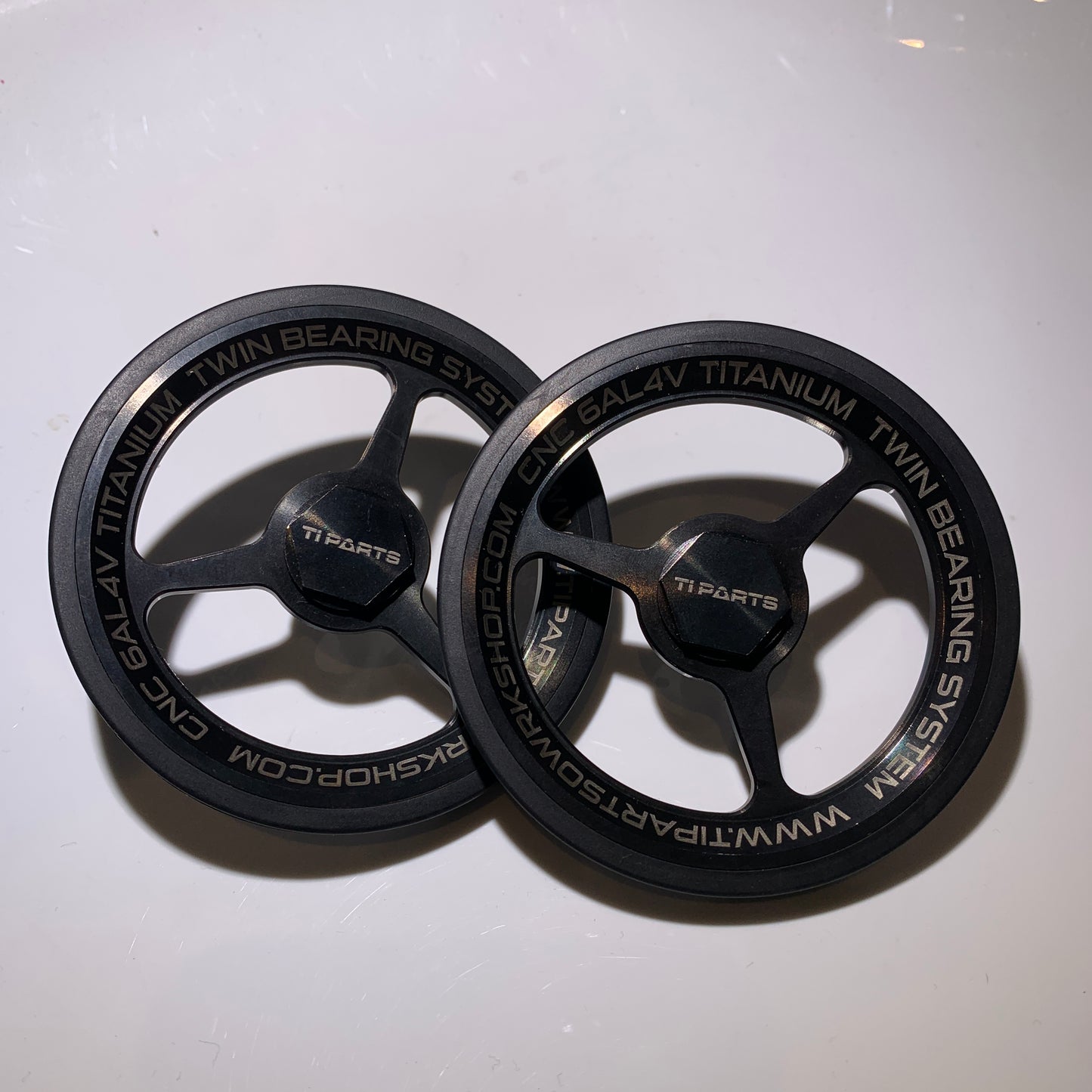Tipartsworkshop 76mm Titanium Ezy wheels (Black) (3 Spokes) with Black Bolt