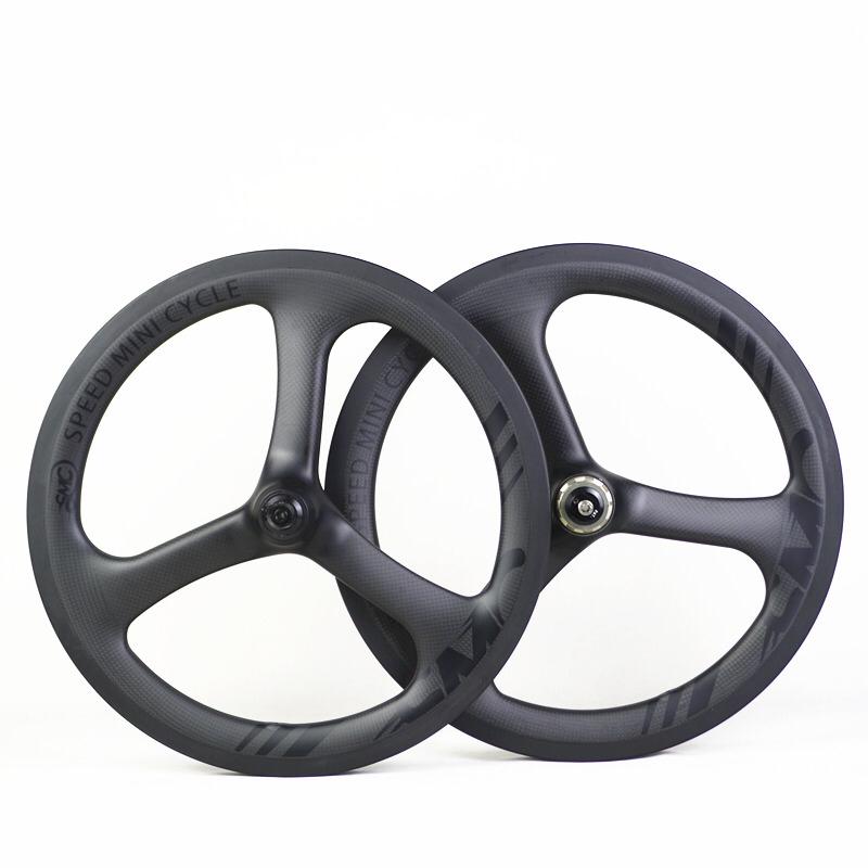 SMC Govan 16" 349 Carbon Tri-Spokes Wheelset for Brompton 2/3/4 Speed (BLACK)